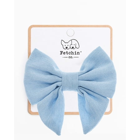 Chambray Small Pet Collar Polyester Bow by Fetchin Co