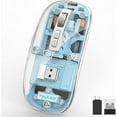 thumbnail image 1 of Wireless Bluetooth Mouse Tri-Mode (BT5.1+2.4GHz) USB C Rechargeable Computer Mouse Full Transparent Silent Mouse with USB Receiver & Type C Adapter for Laptop/Mac/iPad, 1 of 7