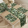 thumbnail image 2 of Ambesonne Philodendron Table Runner & Placemats, Jungle Leaves Concept, Placemat 4 pcs + Runner 12"x72", Pale Green and Emerald, 2 of 2