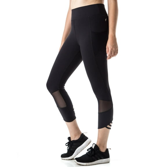 Figur Activ Women's Active Sports Performance Capri Leggings with Mesh & Pocket