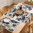 thumbnail image 5 of Navy Blue Green Floral Placemats Set of 12 Vintage Botanical Leaves Place Mats Indoor Wipeable Table Mats Washable Cloth Dining Table Placemats for Kitchen Holiday Party Home Decor 13x19 Inch, 5 of 9