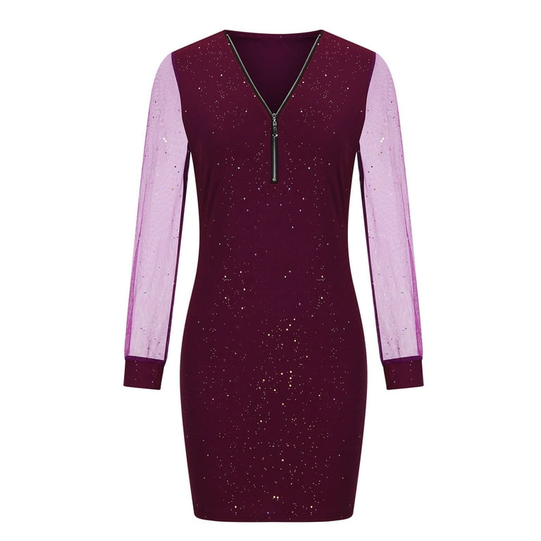 Lovskoo Women's 2024 Sheer Mesh Glitter Sequin V Neck Long Sleeve Bodycon Cocktail Mini Dress Front Zipper Dress Burgundy - Walmart.com Lovskoo Women's 2024 Sheer Mesh Glitter Sequin V Neck Long Sleeve Bodycon Cocktail Mini Dress Front Zipper Dress Burgundy - Walmart.com