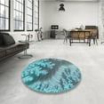 thumbnail image 4 of Ahgly Company Machine Washable Indoor Round Transitional Blue Diamond Blue Area Rugs, 6' Round, 4 of 7