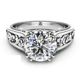 thumbnail image 4 of HeartsAndYou 1.5ct Round Cut Moissanite Engagement Ring for Women 18k White Gold Over Silver Vintage Inspired Filigree, 4 of 8