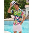 thumbnail image 2 of sogami Short Sleeve Hawaiian Tops Aloha Camp Collar Shirts for Men Leaf Pattern, 2 of 7
