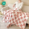 thumbnail image 2 of ROSEKIND Colorful Checkered Flannel Blanket, Super Soft Aesthetic Checkerboard Throw, Thick Fuzzy Fleece Nap Blanket for Single Bed, Gifts for Men, Women and Pets, 60"x80", Blush Pink, 2 of 7