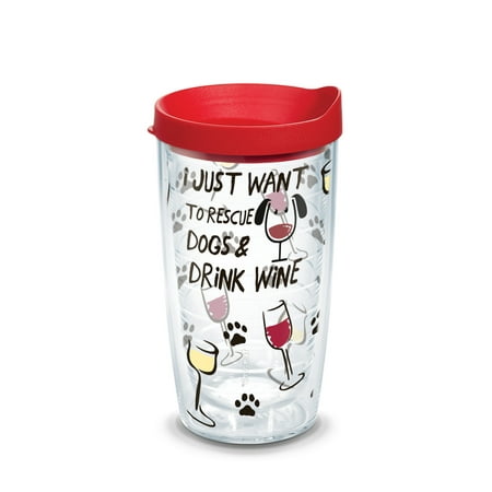 

Tervis Project Paws I Just Want to Rescue Dogs & Drink Wine 16 oz Tumbler with red lid