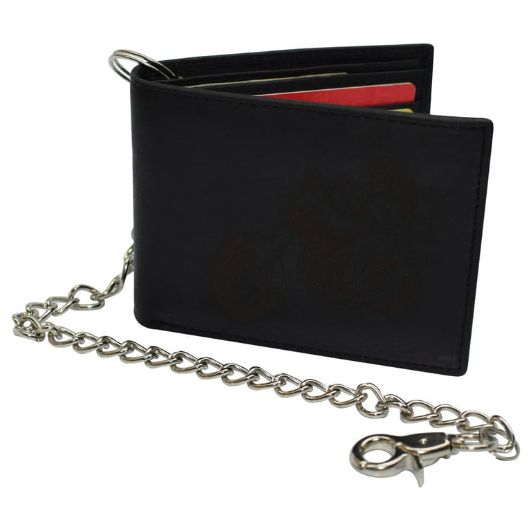 Enwaen Chain Wallets for Men, Genuine Leather RFID Blocking Bifold Wallets  Anti-Theft Chain for Biker, Motorcycle