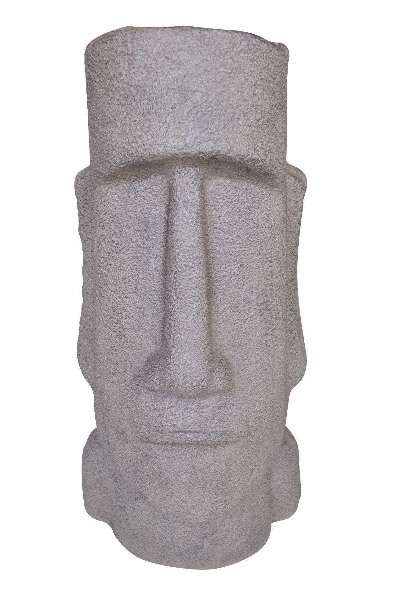 35" Gray Easter Island Moai Head Outdoor Garden Statue