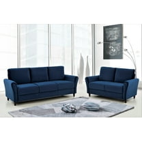 Uspridefurniture Corel Flared Arm Dark Blue Velvet 2Pcs Living Room Set, Sofa and Loveseat