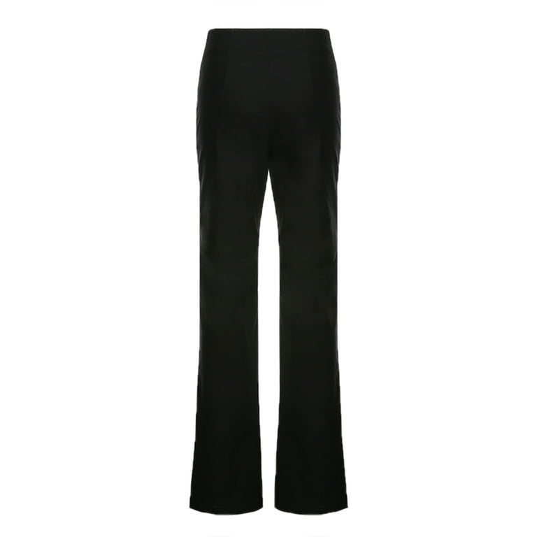 Black Chain Flare Pants Women Trousers Korean Fashion Casual