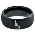 thumbnail image 2 of Tungsten Idaho The Gem State Potato Band Ring 8mm Men Women Comfort Fit Black Dome Brushed Polished, 2 of 4