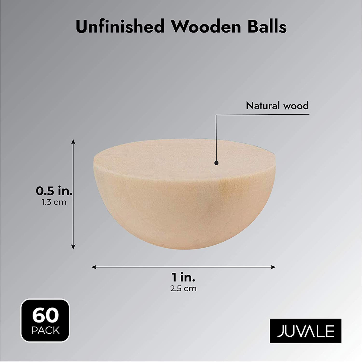 100 Pack 1-Inch Half Wooden Spheres - Unfinished Craft Balls For DIY, Gnome Noses, Decor