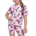 thumbnail image 2 of Girls Clothes Summer 2 Piece Outfits T-Shirts and Biker Shorts Kids Fashion Clothing Sets Pink 7-8 Years, 2 of 7