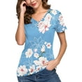 thumbnail image 2 of T-shirt Henley à Manches Courtes/longues pour Femmes, Décontracté, Basique, 2 of 4