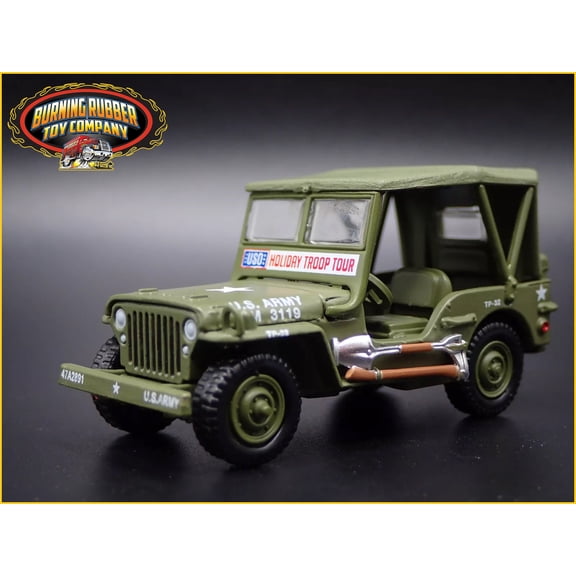 Open Box WWII WILLYS MB JEEP ARMY US ARMY VIETNAM USO TOUR 1:64 SCALE DIECAST MODEL CAR
