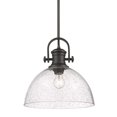 thumbnail image 1 of Golden Lighting 3118-L RBZ-SD Hines Pendant, Rubbed Bronze with Seeded Glass, 1 of 3