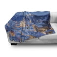 thumbnail image 3 of Winter Soft Flannel Fleece Blanket, View of the Historic City of Salzburg with Festung Hohensalzburg in Winter Austria, Cozy Plush for Indoor and Outdoor Use, 70" x 90", Blue Peach, by Ambesonne, 3 of 6