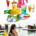 thumbnail image 4 of 6 Pack Drink Floats Cute Animal Pool Drink Holder Set Reusable Inflatable Float Cup Coasters for Summer Pool Party,6 Flamingo. Golden Goose -, 4 of 4