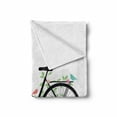 thumbnail image 2 of Saying Soft Flannel Fleece Throw Blanket, Vintage Bicycle with Birds Flowers on Green Leafy Branches with a Text, Cozy Plush for Indoor and Outdoor Use, 60" x 80", Multicolor, by Ambesonne, 2 of 6