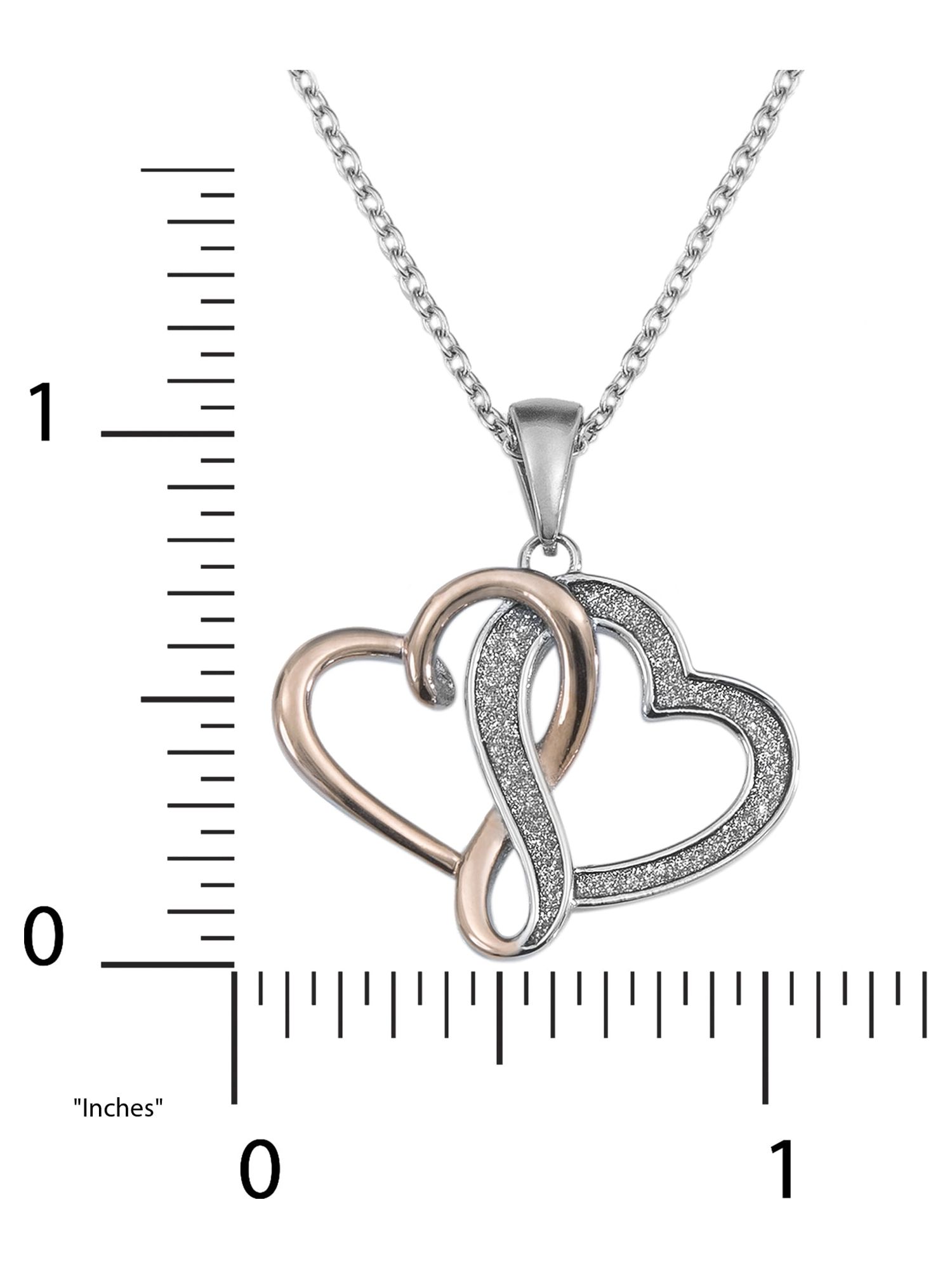 Connections from Hallmark Women's Stainless Steel Interlocking Hearts Pendant, 18
