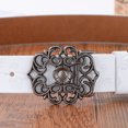 thumbnail image 4 of Ceinture Classique à Motif Large en Relief 110cm Boucle en Forme de Fleur pour Femmes (Blanc), 4 of 7