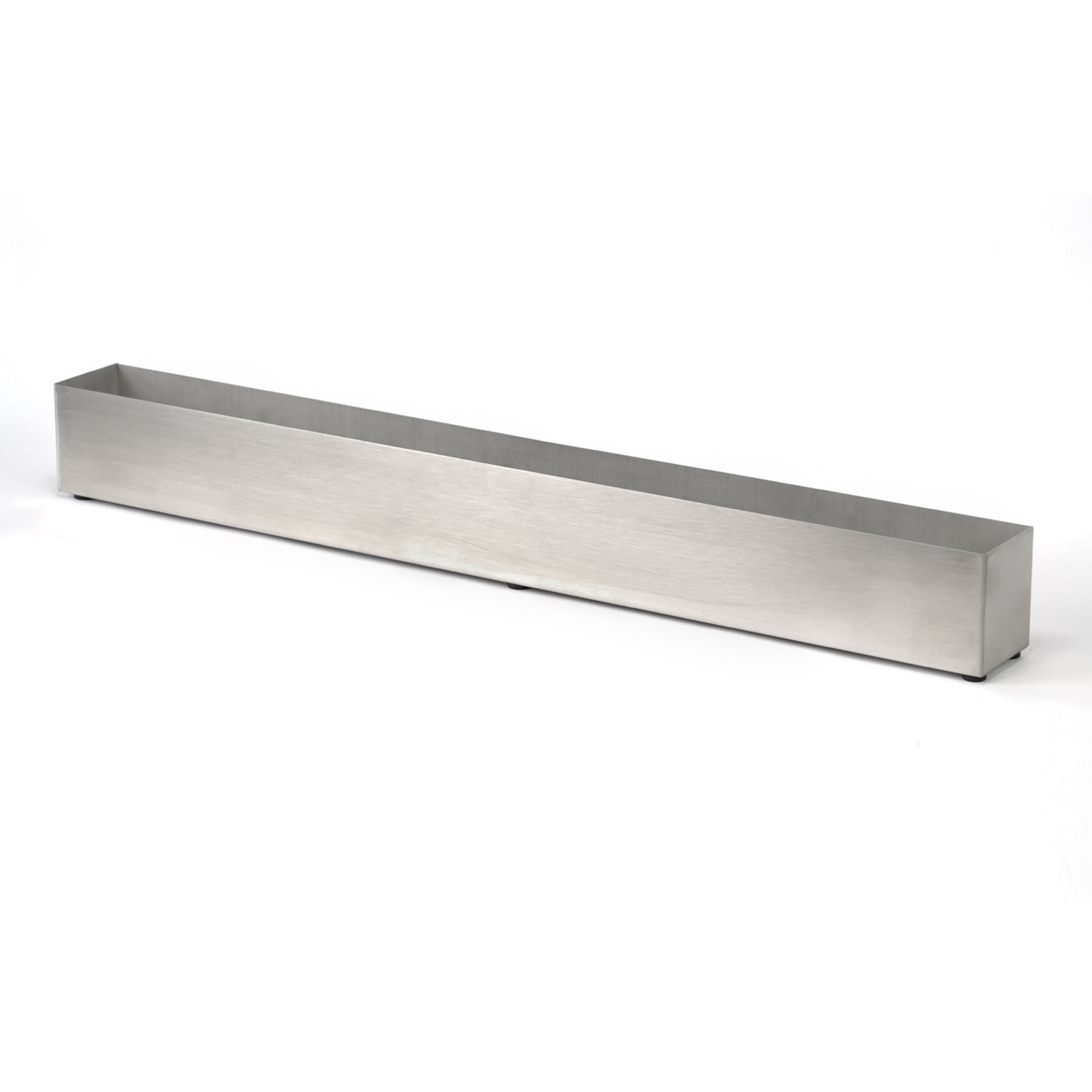 3.5"x3.25"x32" Planter Box with 4 Rubber Mats Trough Planter Pots Succulent Planters Window Sill Table Stainless Steel Rectangle Long Durable for Small Herb with Drainage Hole Indoor Outdoor, Silver