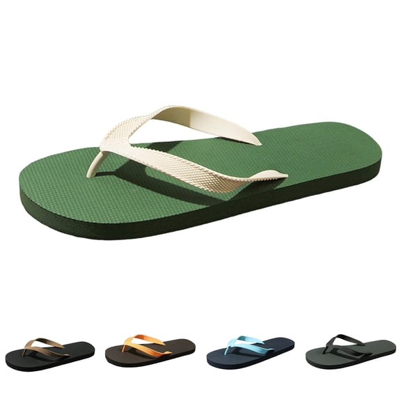 Pandaie Men's Flip Flops with Arch Support Yoga Mat Walking Thong Sandals Comfortable Slip on Slides Shower Shoes Indoor Outdoor Black Size 8.5
