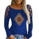 thumbnail image 4 of Tops con hombros descubiertos para mujer, blusa estampada retro con cuello redondo, camisa tipo túnica de manga larga, camisetas informales sueltas Fridja  hkj1782, 4 of 7