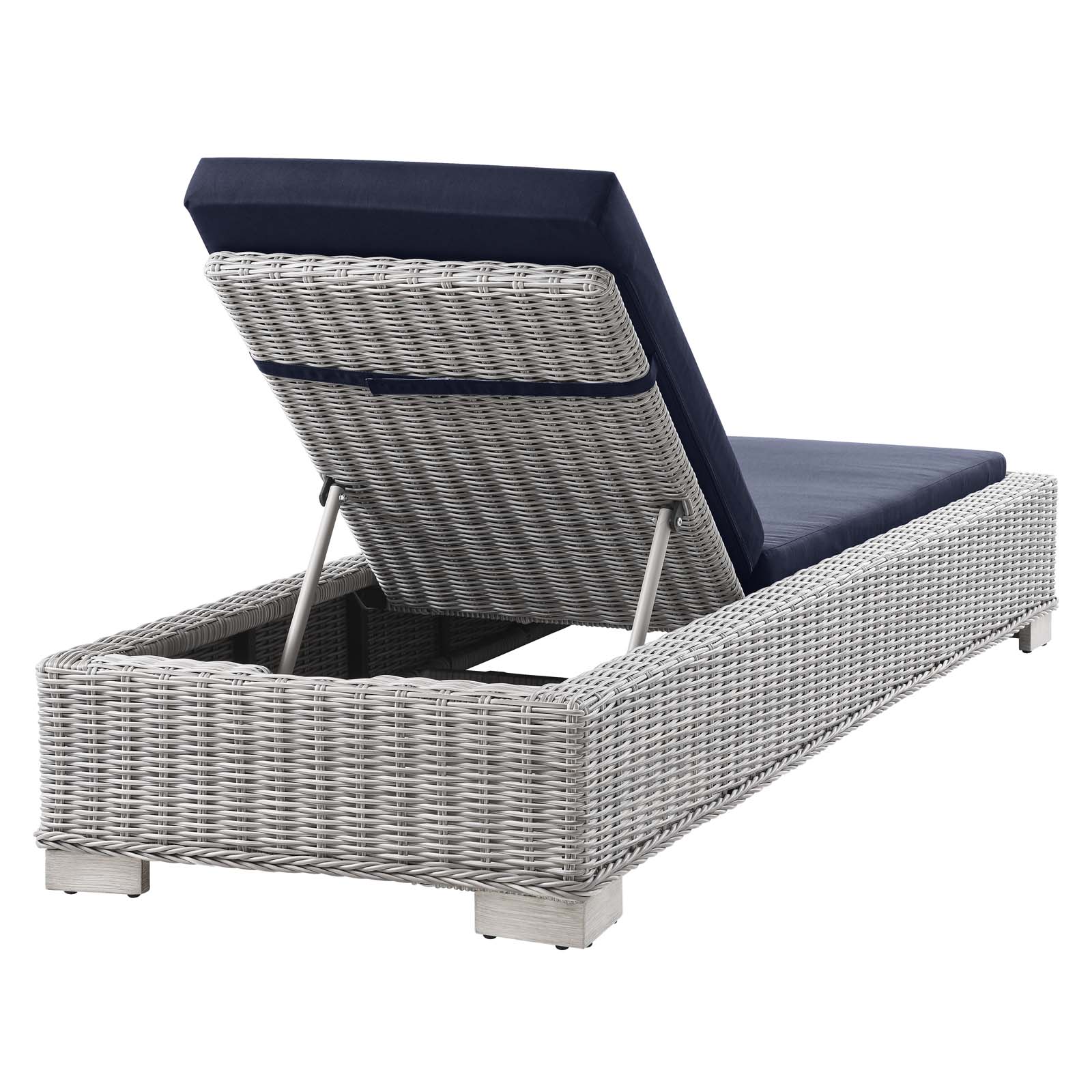 Modway Conway Outdoor Patio Wicker Rattan Chaise Lounge in Light Gray Navy - image 5 of 9