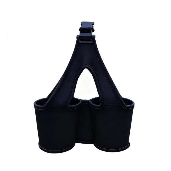Drink Carrier Tote, Solid Black Neoprene Dual Cup Holder, 1 Pack Clip On Hanging Beverage Carrier, For Outdoor Travel Picnic Grocery Shopping Coffee Run