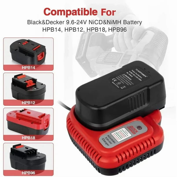 Cargador de Batería para Black&Decker 9.6V 12V 14.4V 18V 24V NiCD NiMH Reemplazo de Batería para Black y Herramienta Decker 18V Charger