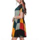 thumbnail image 2 of Balery Geometric Cube Pattern Art Vestidos sueltos de manga corta para mujer, vestidos de verano 2025, vestidos casuales de corte A con vuelo., 2 of 6