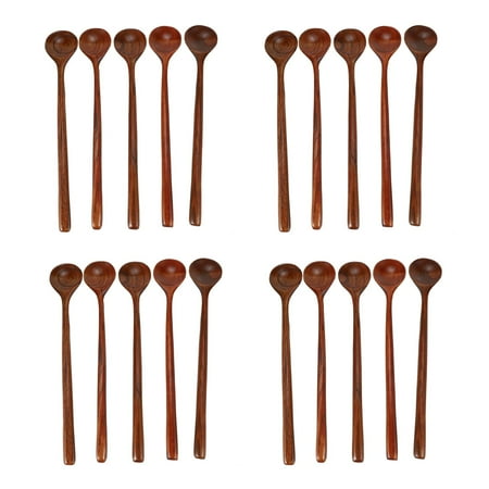 

Long Spoons Wooden 20 Pieces 10.9 Inches 100% Natural Wood Long Handle Round Spoons for Soup (Korean Style Soup Spoon)