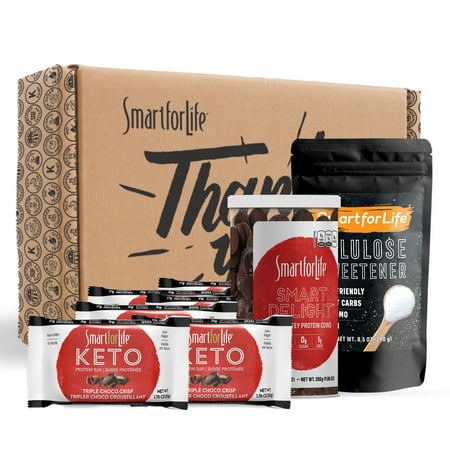 Smart for Life Keto Snack Box Gift Set with Keto Food - Keto Bars for Meal Replacement, Allulose Keto Sweetener, and Keto Chocolate Coins - Perfect for Keto Diet