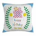thumbnail image 1 of 13th Birthday Decorations Throw Pillow Cushion Cover, Pastel Colored Hand Drawn Cute Composition Leaves Gifts Balloons, Decorative Square Accent Pillow Case, 18 X 18 Inches, Multicolor, by Ambesonne, 1 of 2