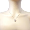 thumbnail image 5 of Nana Double Square Dancing Stone Pendant Silver & CZ W/0.8mm 22" Adjustable Box Chain-Rose Gold Flashed, 5 of 7