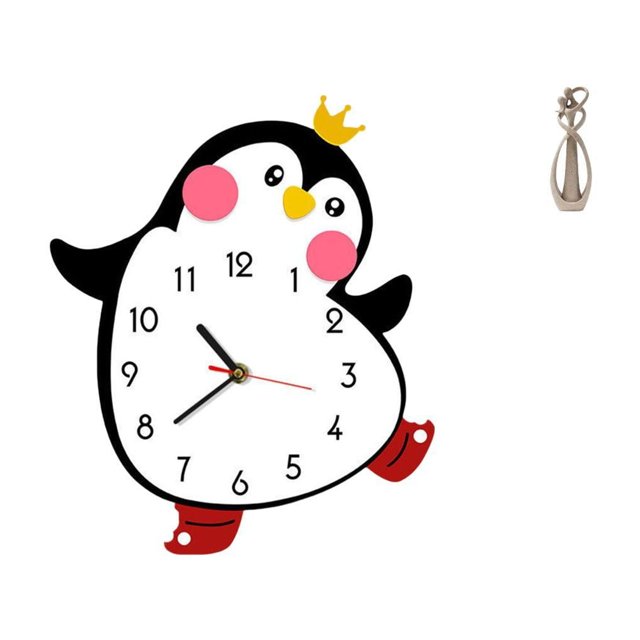 Reloj de pared silencioso, decorativo, de madera, con forma de pingüino en miniatura, sin , figura de pareja romántica de resina, adecuado para