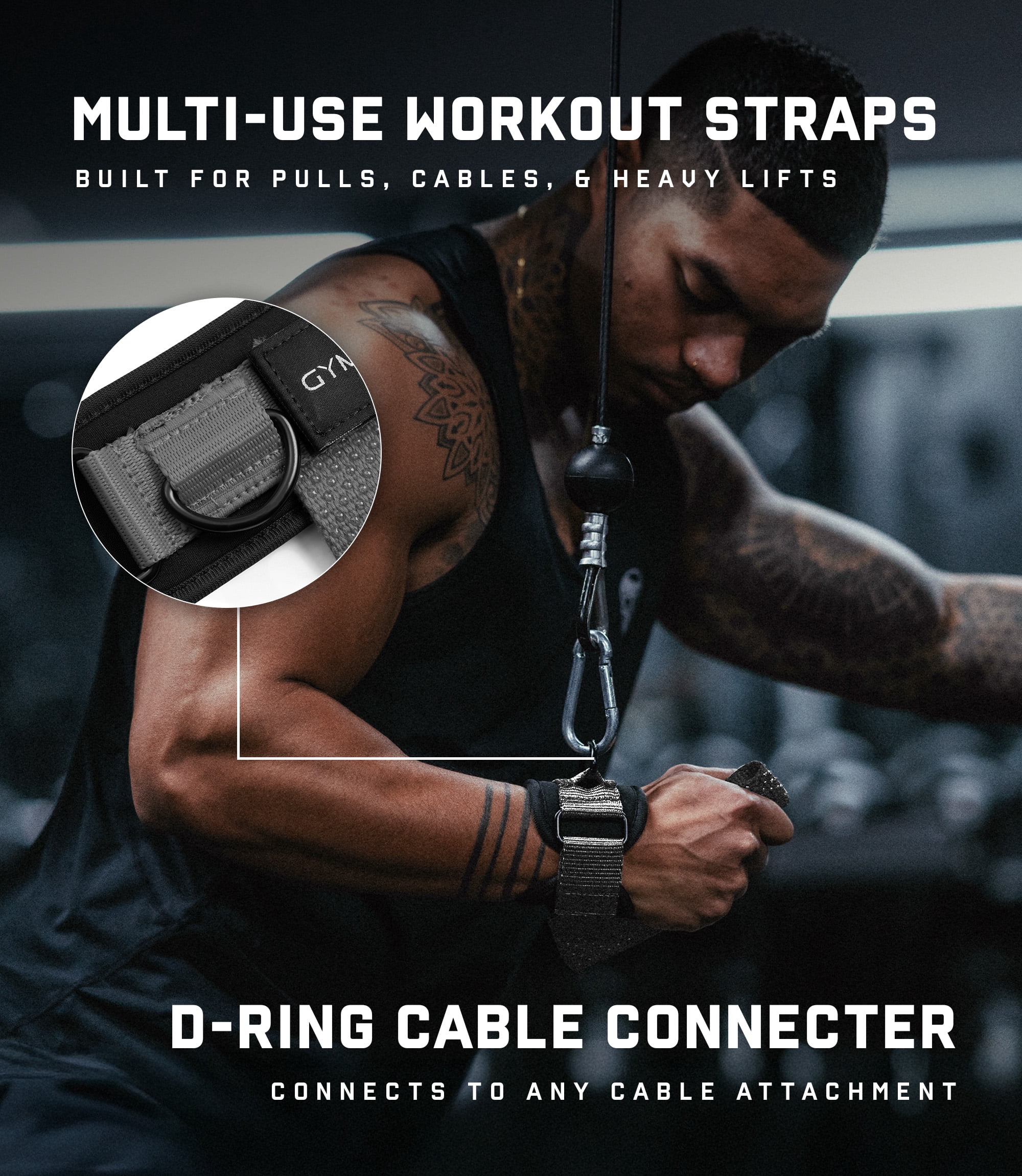 Gymreapers GripLink Lifting Straps – Heavy Duty D-rings Wrists Straps with Anti-Slip Silicone Grip Beads, Cushioned, Adjustable Support for Deadlifts, Powerlifting, Cable Machines and Gym Trainings