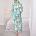 thumbnail image 6 of Goofa White Geese and Flower Printed Women’s 2 Piece Pajama Set Super,Pajamas Women's Long Sleeve Sleepwear Soft Button Down Loungewear Pjs Lounge Set Nightwear-, 6 of 9