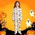 thumbnail image 2 of XAOFW Halloween Girls Pajamas Sets Long Sleeve Lapel Cartoon Print Shirts And Pants Two Piece Sleepwear Loungewear Sets Soft Nightwear 11-12 Years, 2 of 4