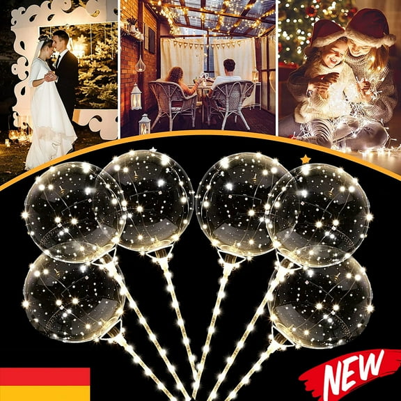 10 LED Glowing Balloons with Sticks Wedding Birthday Party Decoration Bobo Warm White