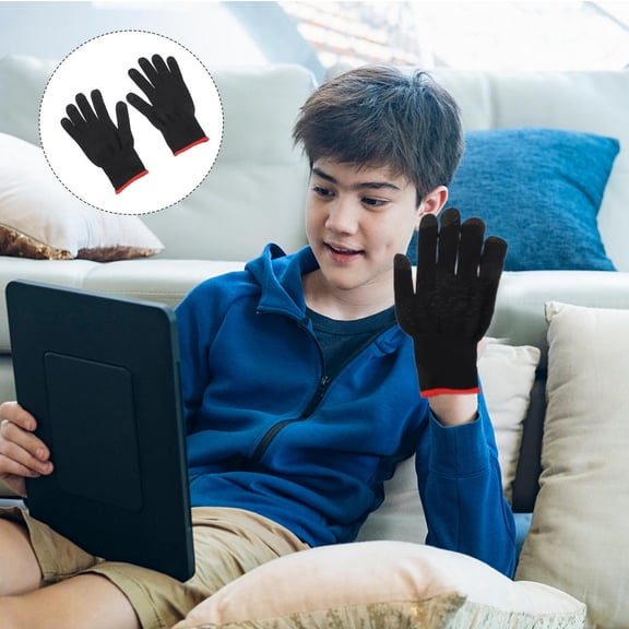 FONWILYO 2 Pairs Black Anti-sweat Gaming Gloves with Knitting Fiber for Non-slip and Sweat-absorbing Performance