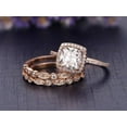 thumbnail image 5 of 3.05 Carat Cushion Moissanite Diamond Trio Wedding Set with 18k Gold Plating, 5 of 5
