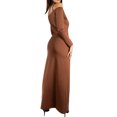 thumbnail image 3 of Jess por Meiko Vestido de Mujer de Manga Larga Off Shoulder con Adorno de Flores Bodycon Maxi Vestido XL Marrón, 3 of 6