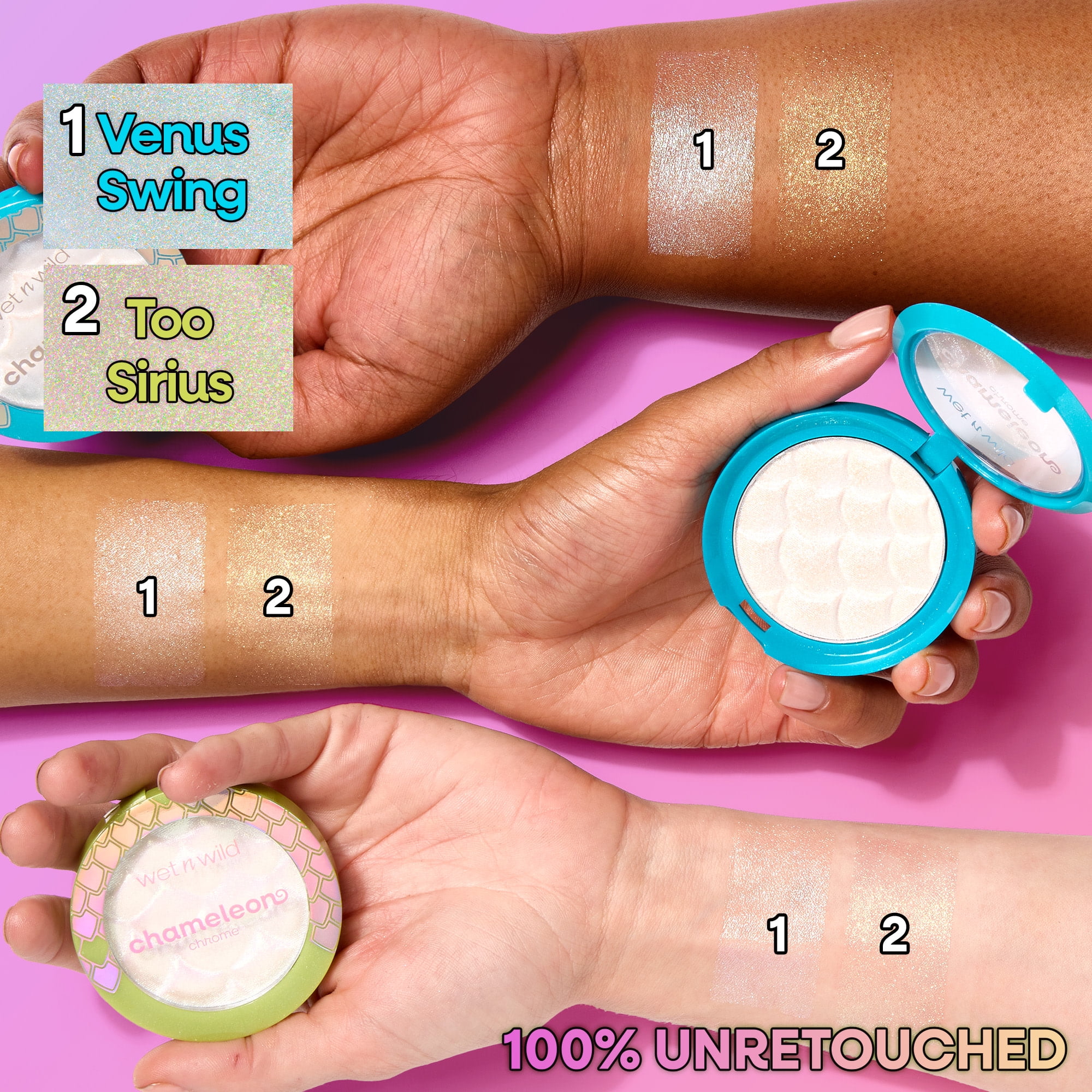 Wet n Wild Chameleon Chrome Collection, Light activated buildable Highlighter, Venus Swing