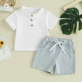 thumbnail image 2 of Bagilaanoe 2pcs Toddler Baby Boy Shorts Set Short Sleeve T Shirt Tops + Shorts 6M 12M 18M 24M 3T Kids Casual Summer Clothes, 2 of 8