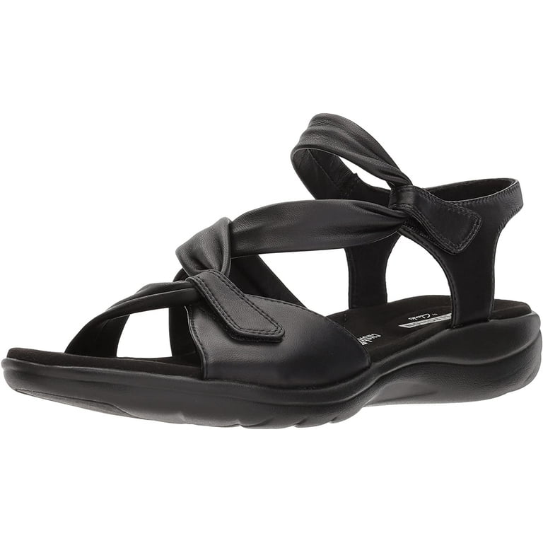 Clarks 26133689 Women s Saylie Moon Black Leather Sandals 9 Wide