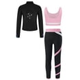 thumbnail image 2 of Linjinx Kids 3 Pieces Girls Sports Outfits Sleeveless Crop Top with Athletic Leggings and Long Sleeve Pink 14, 2 of 5