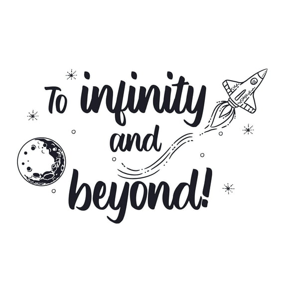 Buzz Lightyear Wall Decal Quotes | 12" x 20" Stick And Peel Toy Story Vinyl Adhesive Home Bedroom Art Decor DIY Removable Sticker Decoration | To Infinity And Beyond Decor - Black